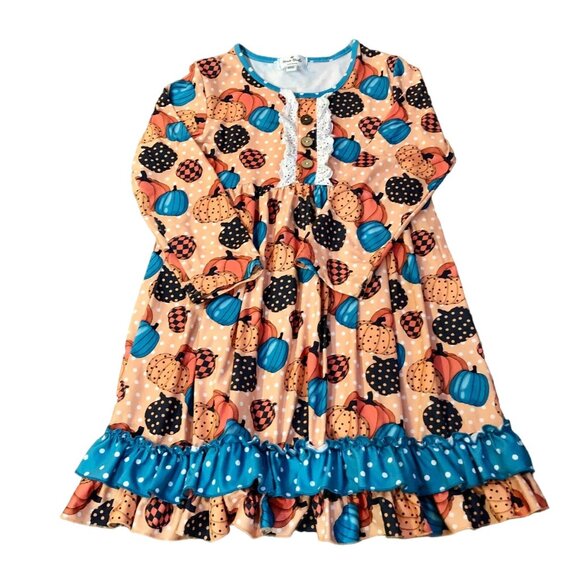 Marie Nicole Dress Girls XXXXL (8) Used Pumpkin Fall Thanksgiving Halloween - Picture 3 of 9